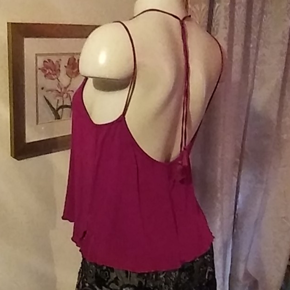 Free People Slinky Boho Plum Camisole Tank Top - Picture 4 of 6